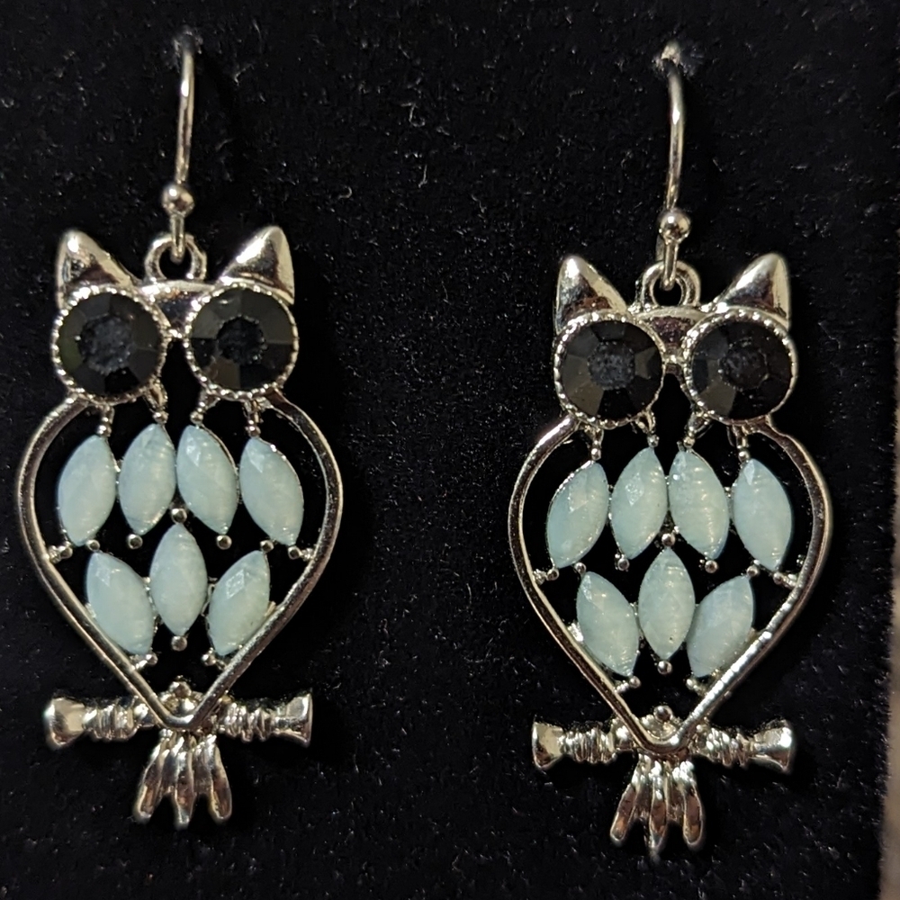 Jeweled owl earrings